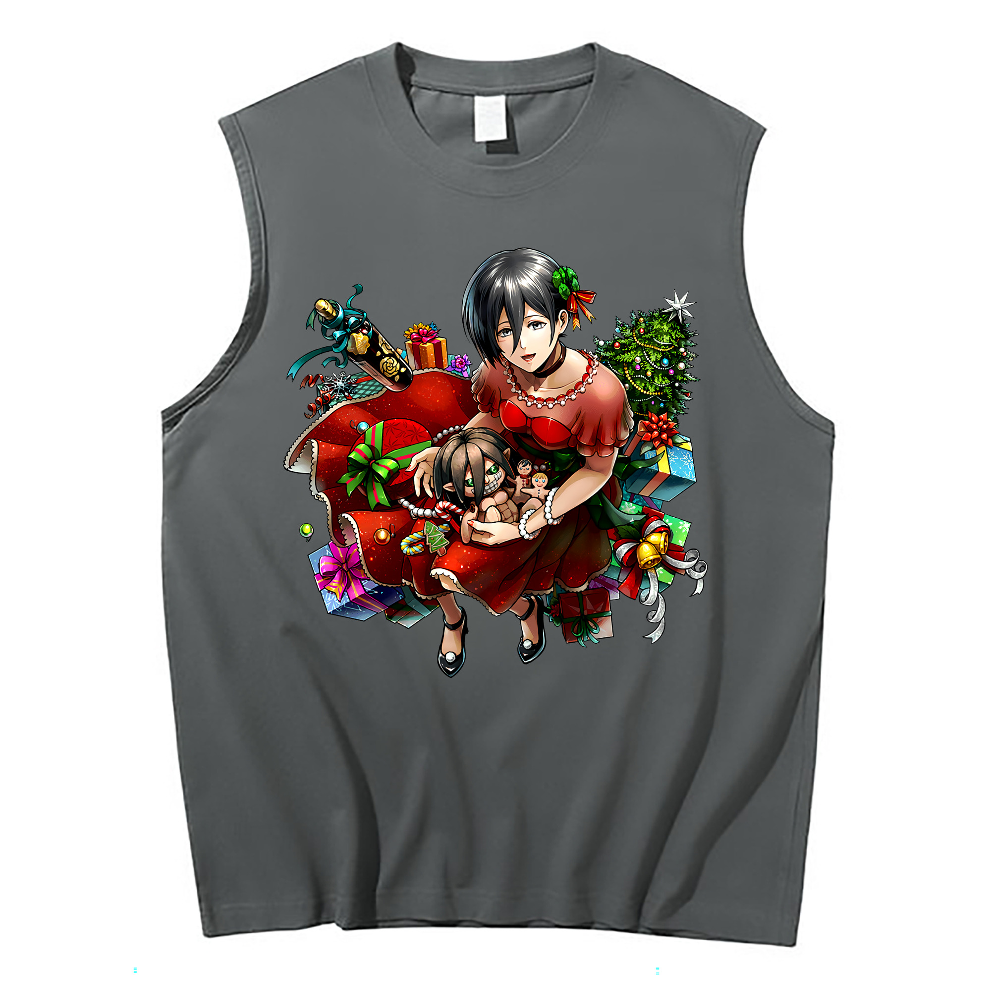 （画像用） 進撃の巨人 ミカサ·アッカーマン Attack on Titan Mikasa Ackerman コットン100％タンクトップ（フロントプリント）